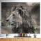 Designart - Grey Wild African Lion - Animal Print on Natural Pine Wood